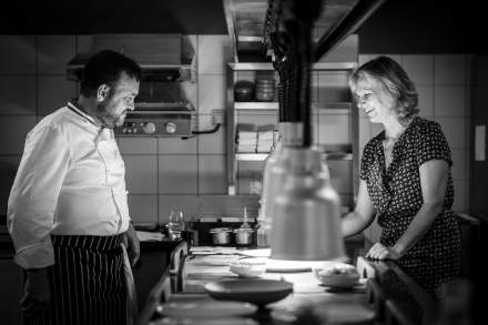 Küche Flocons de Sel, Gourmetrestaurant Megève, Haute-Savoie, Emmanuel Renaut